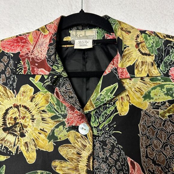 2/$30 Silk Collection Vintage 100% Silk Blazer Jacket Size 6 Artsy Hawaiian Boho - Picture 6 of 10
